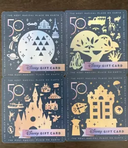 Set carte regalo quattro parchi celebrazione 50° anniversario Walt Disney World 2021 NUOVE - Foto 1 di 1