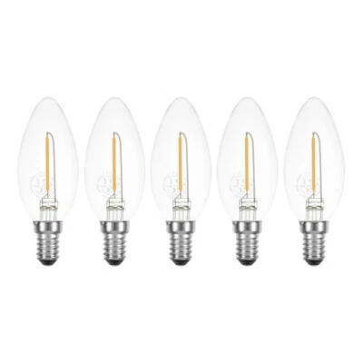 NCC-LICHT 5 x LED Filament Candle 1W Almost 15W E14 Clear 100lm Warm White Retro Nostalgia Thread