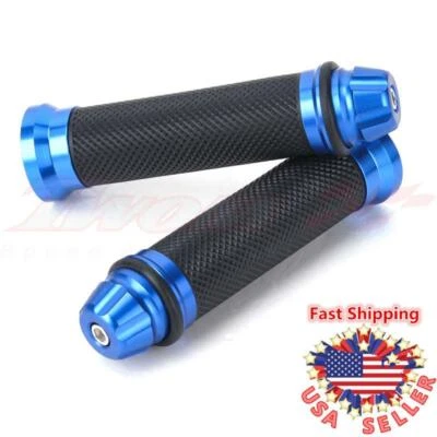 Blue 7/8" 22mm Aluminum CNC Handle Bar GEL Hand Grips For Yamaha Custom New - Image 1 of 4