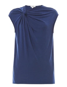 HELMUT LANG Twist Front Blue Jersey Cap Sleeved Top. Size Medium, New With Tags - Picture 1 of 7