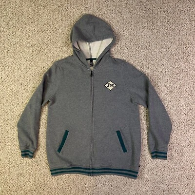 Fox гонки куртка женщин большой серый флис толстовка с капюшоном длинным рукавом полный молнии с капюшоном - Изображение 1 из 4