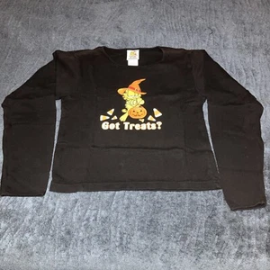 Vintage Garfield Shirt Halloween Women Large Black Jim Davis Long Sleeve Faded - Picture 1 of 8