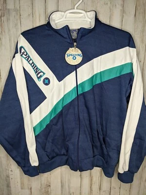 NWT VTG Spalding Fleece Jacket Color Block Stand Up Neck Full Zip Size XL 90s - Image 1 of 4
