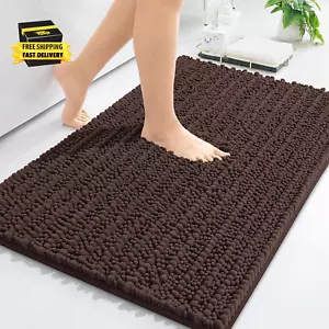 Luxury Chenille Bathroom Rug Mat, Extra Soft Thick Absorbent Shaggy Bath Rugs, N - Picture 1 of 8