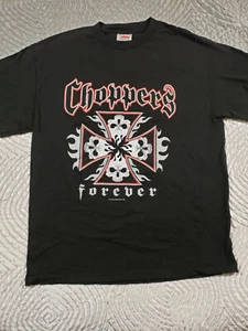 FOUR SKULL CHOPPERS Bikers motorcycle BLACK SHORT SLEEVE T SHIRT size Large New - Picture 1 of 3