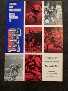 1976 Middlesbrough V Norwich City Programme - Picture 1 of 3