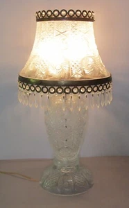Massive 35" x 19" Antique Cut Crystal Table Lamp, Artisan Signed, circa 1930s - Picture 1 of 15