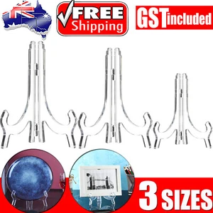Clear Plate Stand Display Easel Photo Picture Bowl Dish Holder Frame Transparent - Picture 1 of 12
