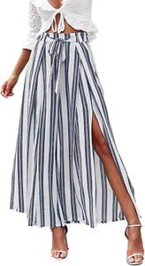 Simplee Women'S Casual Split Wide Leg Pants High Waist Palazzo Flowy Beach Pants - Picture 1 of 30