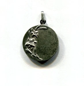 ancienne médaille en argent plaqué . Art Nouveau . Fleurs - Bild 1 von 2