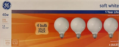 4 GE 40W Opaque White G25 Globe Light w/Standard Medium Base - Image 1 of 4