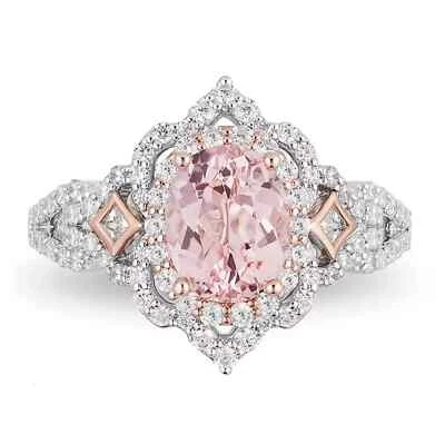 Anillo especial de Navidad de diamantes de corte ovalado rosa de 2,5 quilates de oro blanco de 14 k bien estado Foto 1 de 4