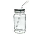 Mason Drinking Jar Regular Mouth Mason Jars 24oz Glass Bent Straw with cleaner