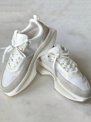 Zapatillas Mujer Gruesas Blanco/Cremoso Mango con Cuero Genuino Foto 1 de 4