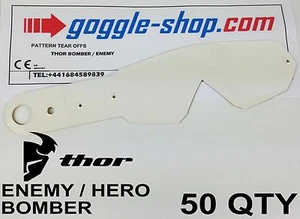 50 qty GOGGLE-SHOP MOTOCROSS TEAR OFFS to fit THOR ENEMY / HERO / BOMBER GOGGLES - Picture 1 of 1