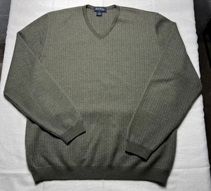 Suéter Brooks Brothers Fino Italiano Lana Merino Para Hombre Cuello en V Verde Oliva Talla XL - Imagen 1 de 5