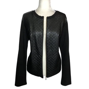 Carmen Marc Valvo Black Jacket Size 1X Quilted Front Full Zip Long Sleeves - Picture 1 of 8
