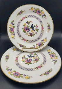 2 Aynsley Capistrano Plates 9.25” Luncheon 8.25" Salad Floral Bone China England - Picture 1 of 7
