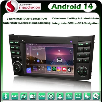 8-Kern 8+128GB Android 14 Autoradio GPS Navi für Mercedes E/CLS Klasse W211 W219 - Bild 1 von 4