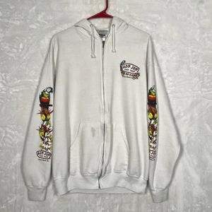 XL Vintage Ron Jon Surf Shop Cocoa Beach, FL White Hoodie Sweatshirt Full Zip - Picture 1 of 13