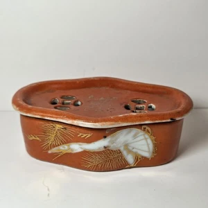 Antiker chinesischer Porzellan bedeckt Grille / Heuschrecke Käfig 1860er orange - Bild 1 von 6