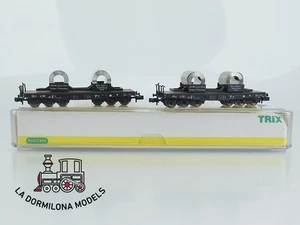 MG993 Escala N MINITRIX 15007 Güterwagen-Set mit 2 Schwerlastwagen der DR - OVP - Imagen 1 de 21