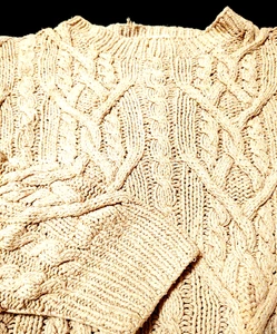Suéter HORCHOW para mujer grueso grueso tejido con cable 100 % seda (L) FISHERMAN - Imagen 1 de 5