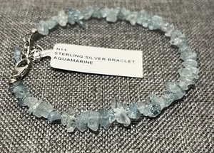 Aquamarin Sterling Silber Armband mit verstellbarem Neu - Bild 1 von 5