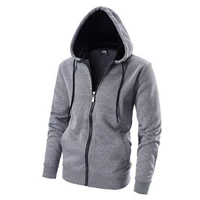 Sudadera con capucha polar con cremallera completa para hombre bloque de color con capucha ajuste delgado XX-Grande gris Foto 1 de 4