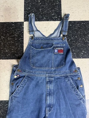 Mono Ralph Lauren Chaps vintage para hombre talla L 38x32 ropa de trabajo de mezclilla años 90 Foto 1 de 4