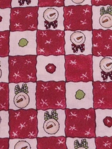 SNOWMAN Christmas fabric 100% cotton quilt 4+ yards red green Stubbs Spectrix - Picture 1 of 10
