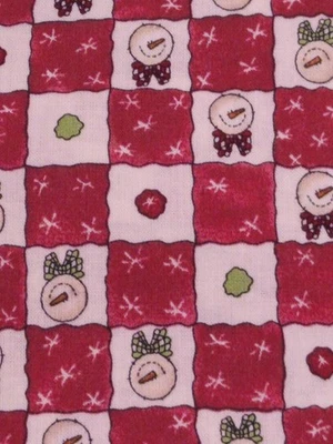 SNOWMAN Christmas fabric 100% cotton quilt 4+ yards red green Stubbs Spectrix - Image 1 of 4