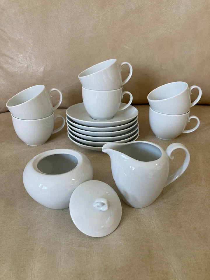Juego de platos de café de porcelana Seltmann Weiden 15 piezas tazas blancas bote Foto 1 de 4
