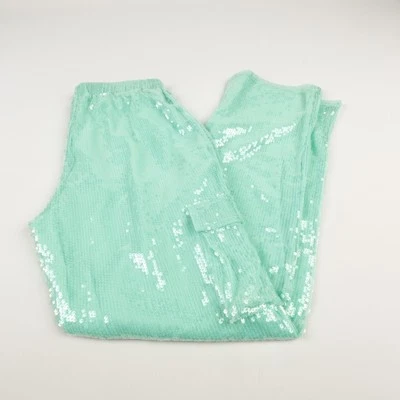Pantalones cargo Missguided para mujer 10 lentejuelas verde brillante Co-Ord Y2K Foto 1 de 4