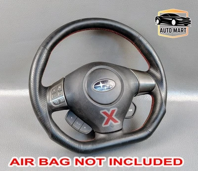 SUBARU IMPREZA STI WRX FORESTER RED STICH FLAT BOTTOM MULTIMEDIA STEERING WHEEL - Image 1 of 4