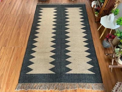 Handwoven Traditional  Rug Wool Jute Home Decor Kilim Area Rug |6x9|7x10|8x10| - Image 1 of 4