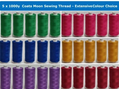 COATS MOON TKT120 PREMIER POLYESTER SEWING & OVERLOCKING THREAD 5 X1000Y REELS - Image 1 of 2