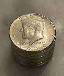 7PCS - 1964 Kennedy Half Dollar - 90% Silver Choose How Many Lots of 7!