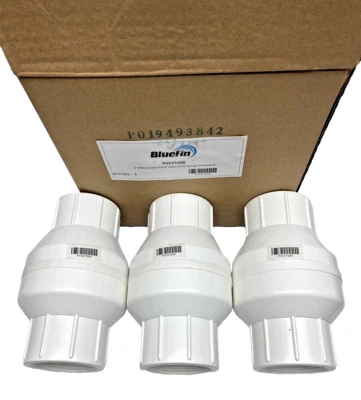 Box Of 3,  PVCVT200 Bluefin, 2" PVC In-Line Check Valve W/SS Spring, Threaded - Image 1 of 4
