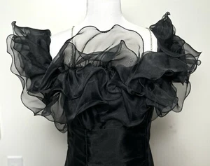 Vintage 80er Discretion Joseph Serraino schwarz Organza Rüschenkleid 8 USA Abendkleid - Bild 1 von 13