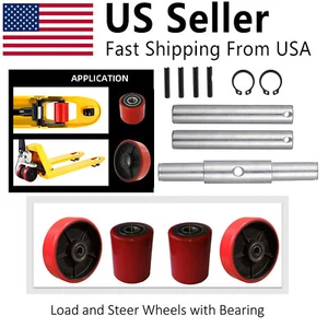 Pallet Jack Truck Wheels Replacement Kit 20mm ID Bearings Steer Wheel Load Wheel - Picture 1 of 27