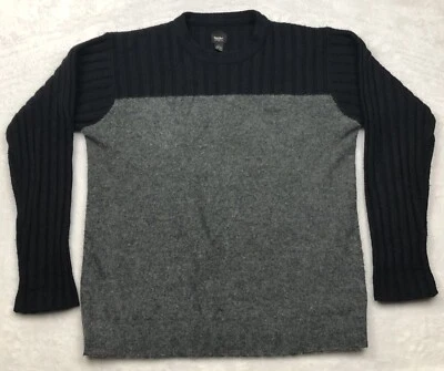 Vintage Mossimo Mens Large Sweater Fuzzy Black Gray Acrylic Wool Blend Hong Kong - Image 1 of 4