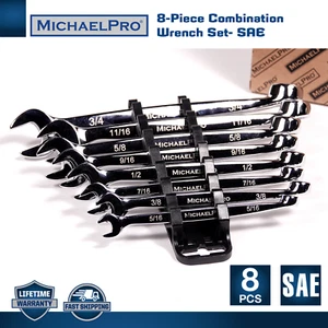 Wrench Set Tool SAE Combination Spiral Grip Spanners 8pc-MichaelPro (MP001014) - Picture 1 of 7