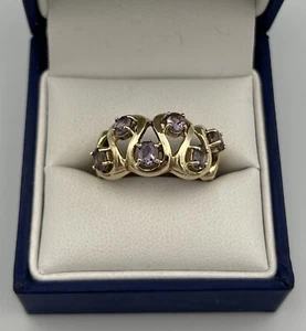 Fab Modernist 9ct Gold & Amethyst Set Ring. Size N. 4.83 Grams - Picture 1 of 8