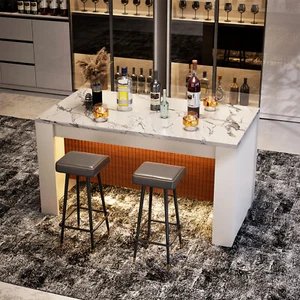 Esstisch Küchentisch mit LED,Mordern Bar Marmor Streifen Küche Esstisch fürKüche - Bild 1 von 9