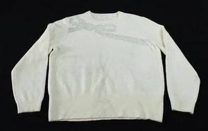 Lauren Conrad Women's Rhinestone Bow Crew Long Sleeve Sweater BL1 Cream Size 2XL - Picture 1 of 8