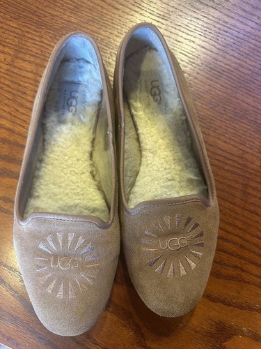 Balletto UGG Australia Alloway marrone castagna scamosciato shearling piatto 1001632 taglia 6