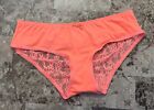 Nwt Victoria's Secret Xs Peach Orange Ruched Lace Bow Rare Hiphugger Panties