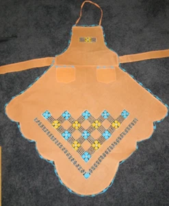 Gorgeous Vintage Kitchen Apron Tangerine Orange w Cutwork & Crochet Flowers WOW - Picture 1 of 7