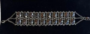 Lia Sophia GANACHE Bracelet Brown Amber Stone Double Row Links 7-8” Adjustable - Picture 1 of 3